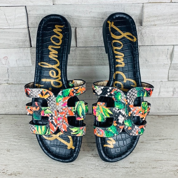 Sam Edelman Shoes - Sam Edelman Bay Slides 6.5M Black Snake/Tropical